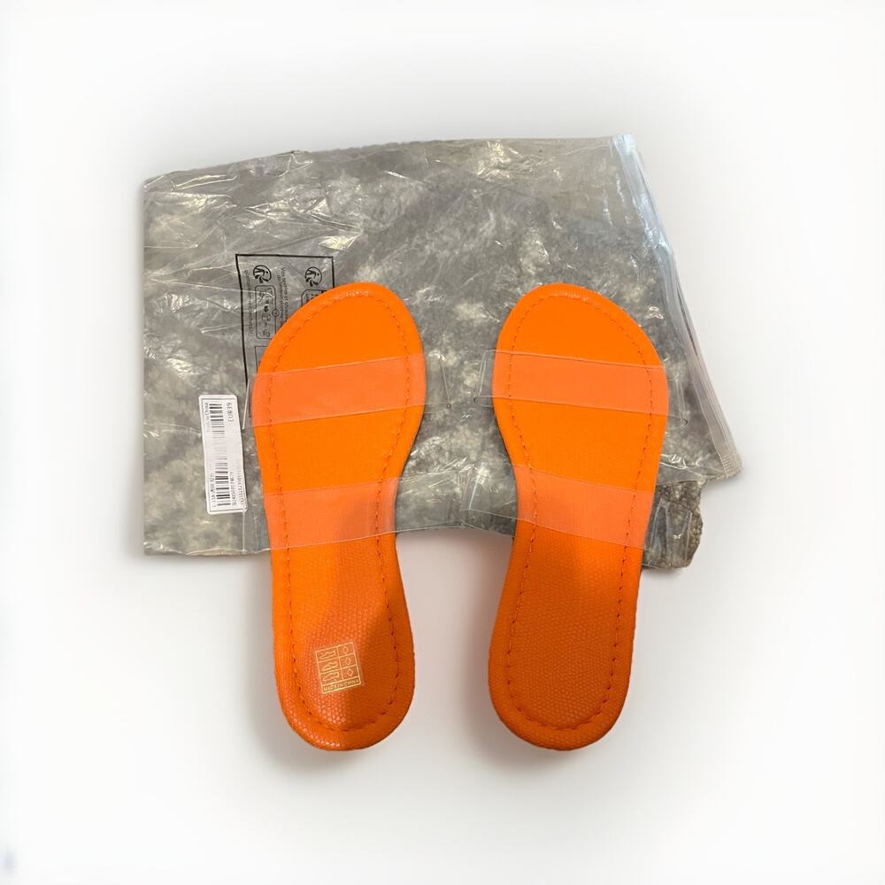 Orange Strappy Sandals Slip On Flat‎ Slides Shoes Summer Size 39 NWOT